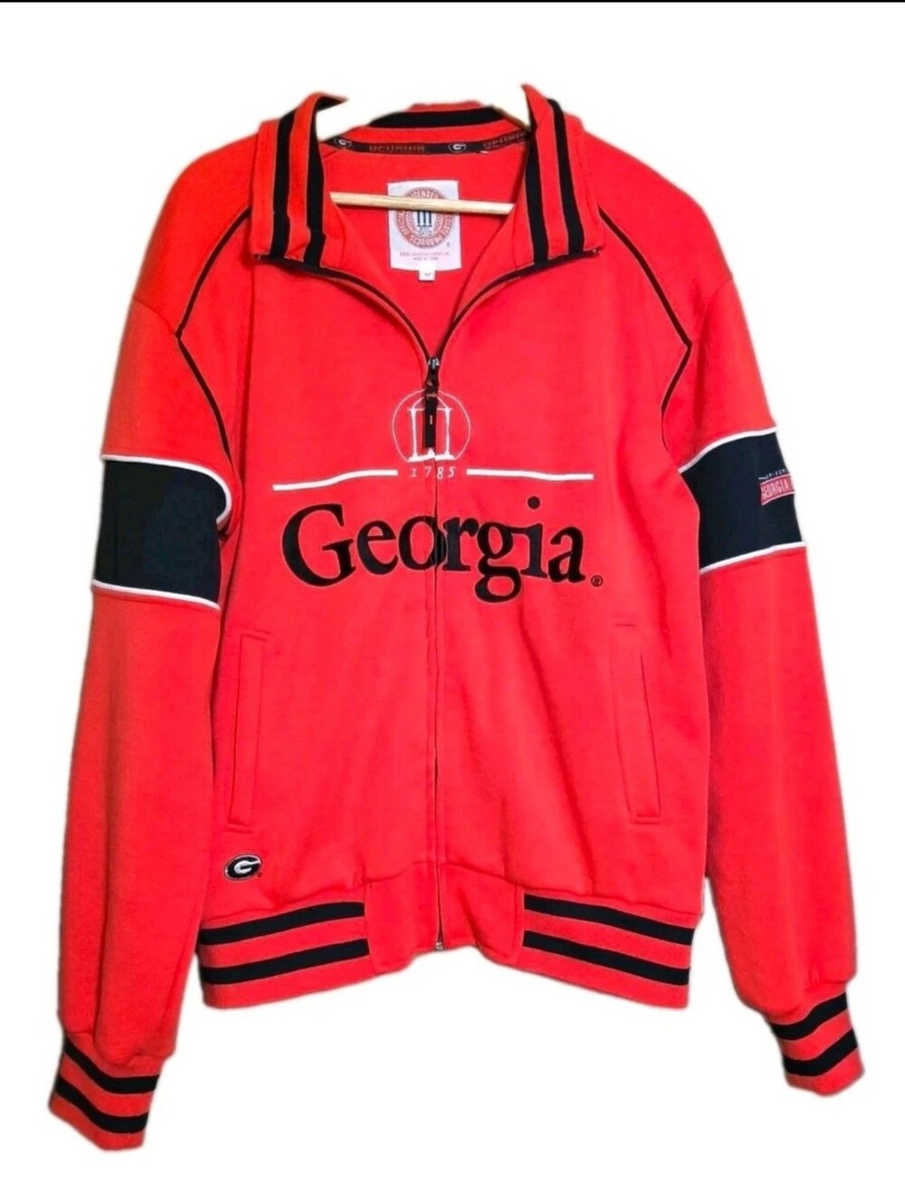 Essex Georgia Bulldogs Full Zip Jacket Sz M Red/Black/White Officially Licensed